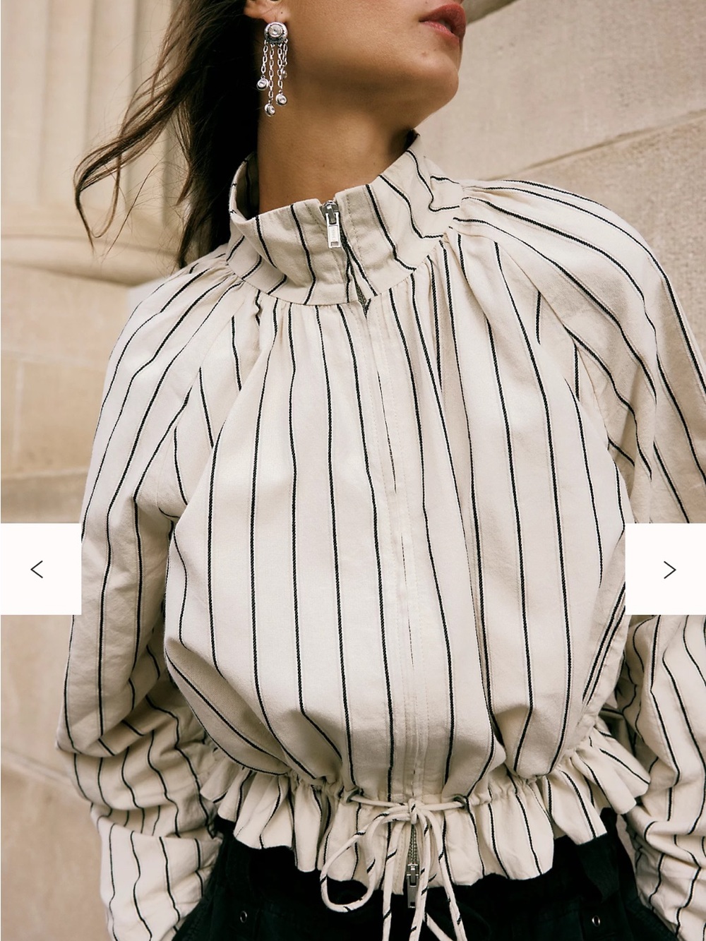 Devon Striped Balloon Funnel-Neck Jacket S - Picture 6 of 6